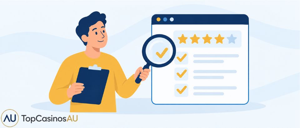 Expert reviewing an online casino website