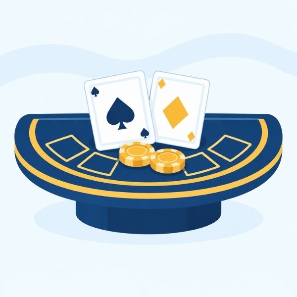 Online blackjack table and cards