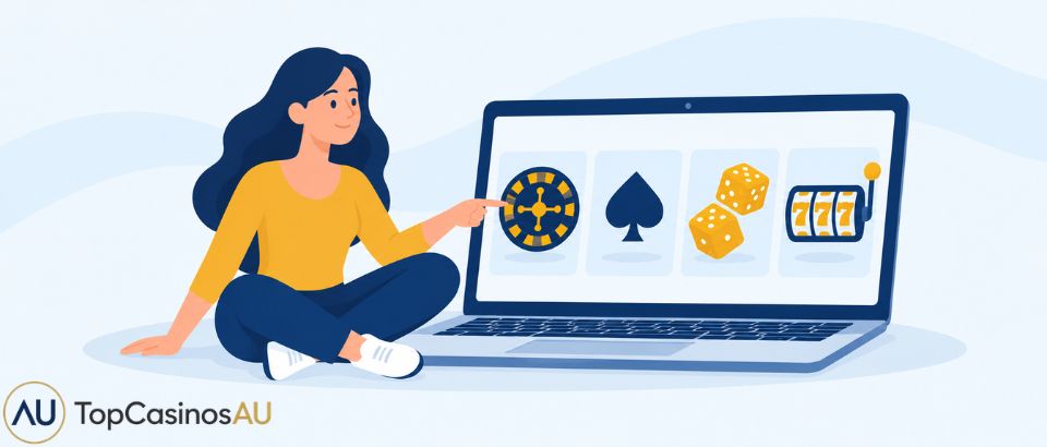 Player choosing from online casino games