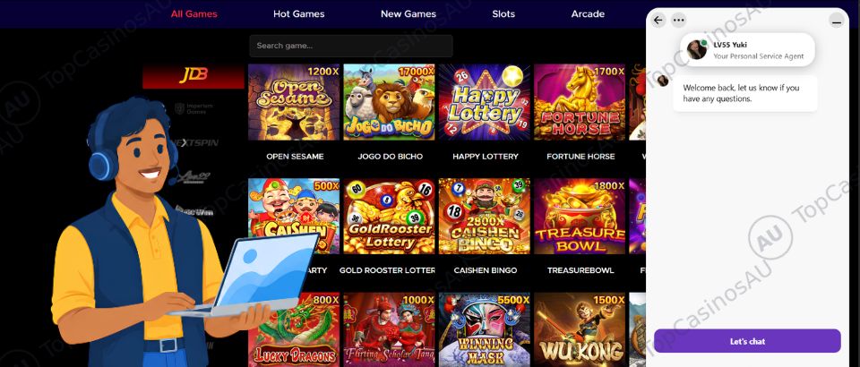 LV55 Casino live support chat
