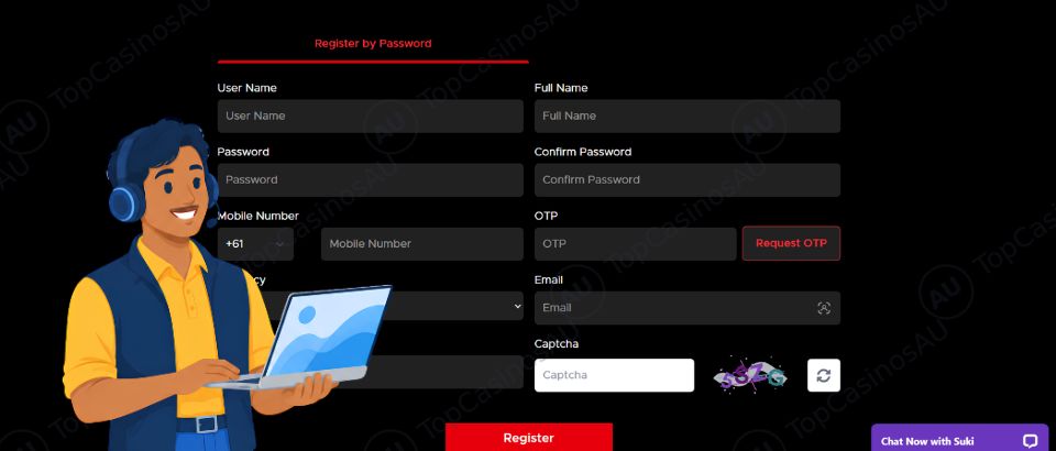 LV55 Casino registration form