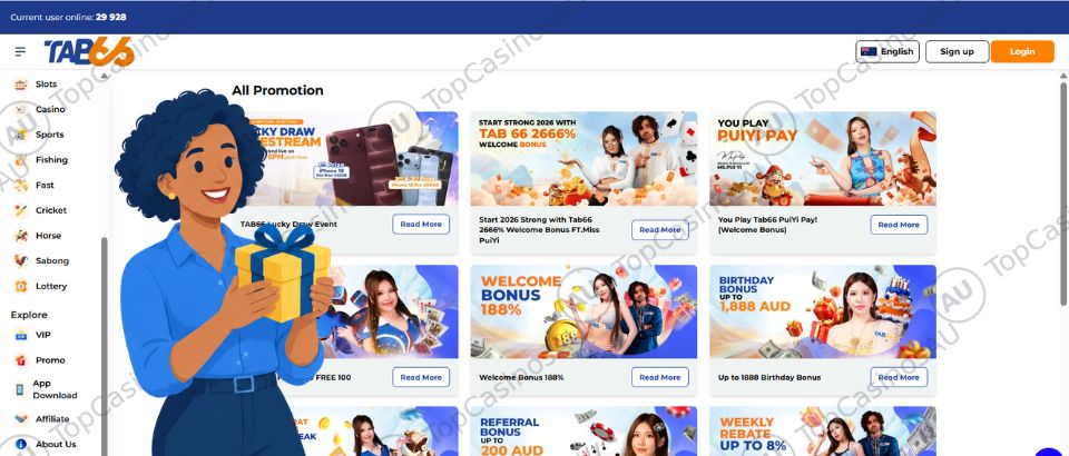 TAB66 Casino bonuses and promotions