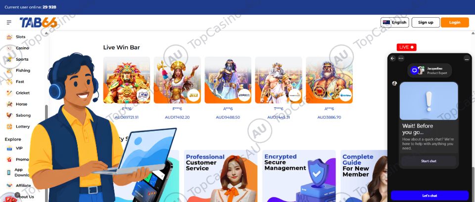 TAB66 Casino live support chat